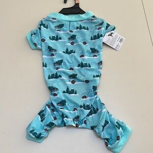 Light Blue Holiday Truck Print Dog Onesie Pajamas